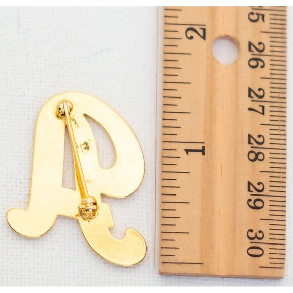 Vintage Stylish Letter A Gold Tone Brooch - T10 - Picture 2 of 2